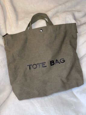 Olive Green Canvas Tote Bag - NWOT